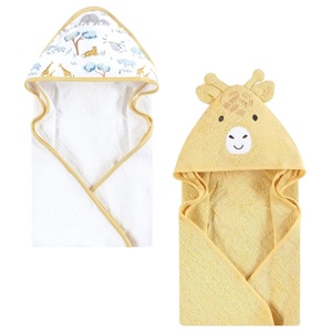 image:imageHudson Baby Unisex Baby Cotton Animal Face Hooded Towel Brown Bear 2Pack One SizeSafari Friends