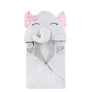 image:imageHudson Baby Unisex Baby Cotton Animal Face Hooded Towel Brown Bear 2Pack One SizeWhite Dots Pretty Elephant