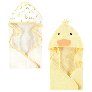 image:imageHudson Baby Unisex Baby Cotton Animal Face Hooded Towel Brown Bear 2Pack One SizeYellow Duck
