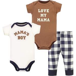 image:imageHudson Baby Unisex Baby Cotton Bodysuit and Pant Set Sage Floral Wreath 36 MonthsBrown Navy Mamas Boy Shortsleeve