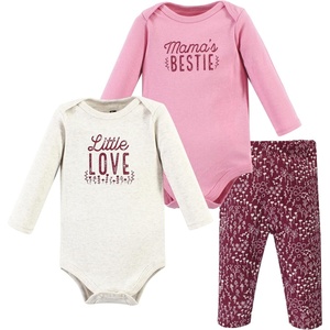 image:imageHudson Baby Unisex Baby Cotton Bodysuit and Pant Set Sage Floral Wreath 36 MonthsLittle Love Flowers Long Sleeve