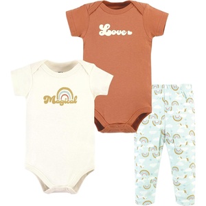 image:imageHudson Baby Unisex Baby Cotton Bodysuit and Pant Set Sage Floral Wreath 36 MonthsMagical Rainbow Short Sleeve