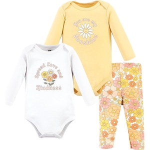image:imageHudson Baby Unisex Baby Cotton Bodysuit and Pant Set Sage Floral Wreath 36 MonthsPeace Love Flowers Long Sleeve
