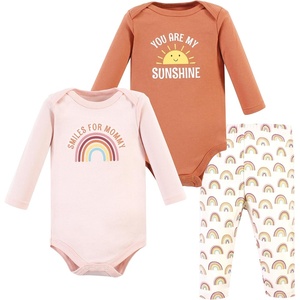 image:imageHudson Baby Unisex Baby Cotton Bodysuit and Pant Set Sage Floral Wreath 36 MonthsSunshine Rainbows Longsleeve