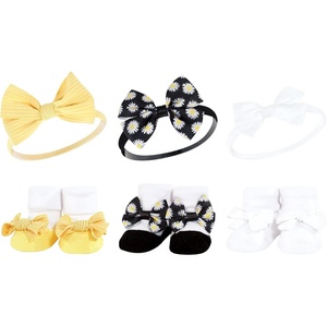image:imageHudson Baby Unisex Baby Headband and Socks SetBlack Daisy