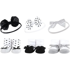image:imageHudson Baby Unisex Baby Headband and Socks SetBlack Silver