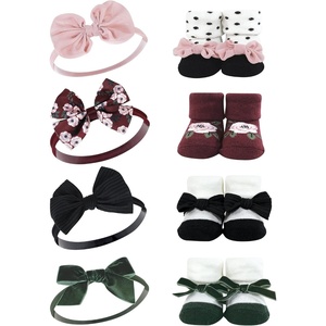 image:imageHudson Baby Unisex Baby Headband and Socks SetBurgundy Floral 8piece