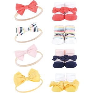 image:imageHudson Baby Unisex Baby Headband and Socks SetCoral Stripe