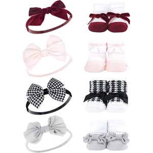 image:imageHudson Baby Unisex Baby Headband and Socks SetHoundstooth Burgundy