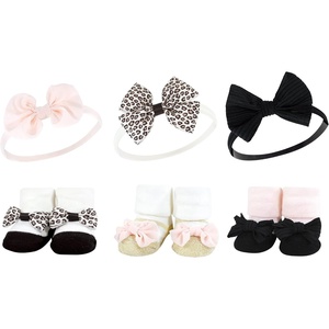 image:imageHudson Baby Unisex Baby Headband and Socks SetLight Pink Leopard