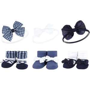 image:imageHudson Baby Unisex Baby Headband and Socks SetNavy Gingham