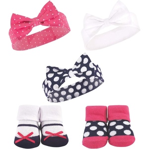 image:imageHudson Baby Unisex Baby Headband and Socks SetNavy Pink Dot