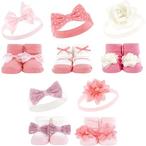 image:imageHudson Baby Unisex Baby Headband and Socks SetPink Gray