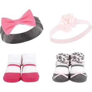 image:imageHudson Baby Unisex Baby Headband and Socks SetPink Leopard