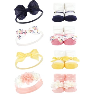 image:imageHudson Baby Unisex Baby Headband and Socks SetPink Yellow Flower