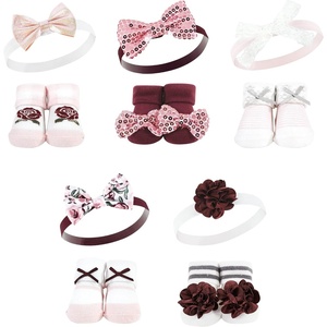 image:imageHudson Baby Unisex Baby Headband and Socks SetRose 10piece