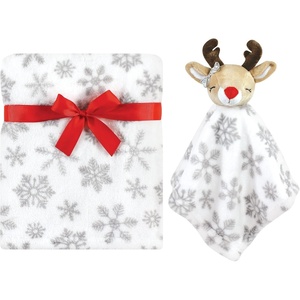 image:imageHudson Baby Unisex Baby Plush Blanket with Security Blanket Elephant Cloud One SizeGirl Rudolph