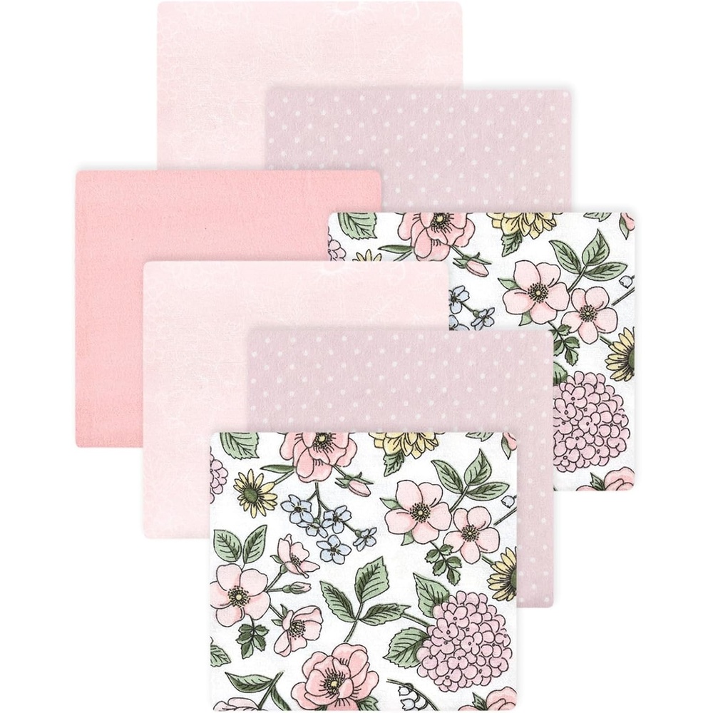 image:imageLittle Treasure Hudson Baby Cotton Poly Flannel Receiving Blankets Multipack Green Forest Animals 30x30 inchesPink Vintage Blossom