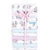 image:imageLittle Treasure Hudson Baby Cotton Poly Flannel Receiving Blankets Multipack Green Forest Animals 30x30 inchesPurple Garden Fairies