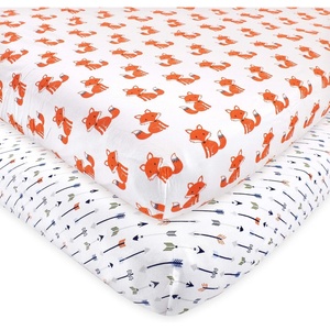 image:imageHudson Baby Unisex Baby Cotton Fitted Crib Sheet Forest One SizeFoxes