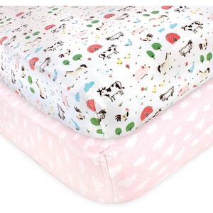 image:imageHudson Baby Unisex Baby Cotton Fitted Crib Sheet Forest One SizeGirl Farm Animals