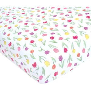 image:imageHudson Baby Unisex Baby Cotton Fitted Crib Sheet Forest One SizeSpring Tulips