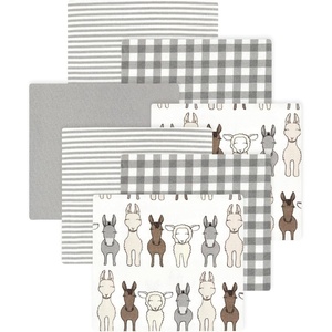 image:imageLittle Treasure Hudson Baby Cotton Poly Flannel Receiving Blankets Multipack Green Forest Animals 30x30 inchesBeige Farm Friends