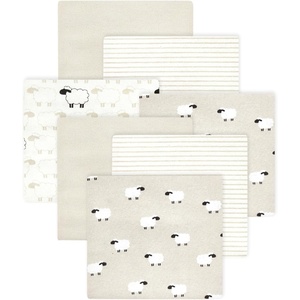 image:imageLittle Treasure Hudson Baby Cotton Poly Flannel Receiving Blankets Multipack Green Forest Animals 30x30 inchesBeige Taupe Sheep