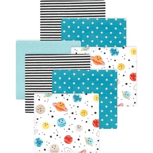 image:imageLittle Treasure Hudson Baby Cotton Poly Flannel Receiving Blankets Multipack Green Forest Animals 30x30 inchesBlue Happy Planets