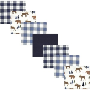 image:imageLittle Treasure Hudson Baby Cotton Poly Flannel Receiving Blankets Multipack Green Forest Animals 30x30 inchesBlue Moose Bear