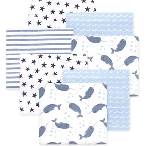 image:imageLittle Treasure Hudson Baby Cotton Poly Flannel Receiving Blankets Multipack Green Forest Animals 30x30 inchesBlue Narwhal