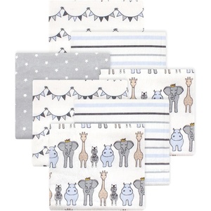 image:imageLittle Treasure Hudson Baby Cotton Poly Flannel Receiving Blankets Multipack Green Forest Animals 30x30 inchesBlue Royal Safari