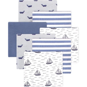 image:imageLittle Treasure Hudson Baby Cotton Poly Flannel Receiving Blankets Multipack Green Forest Animals 30x30 inchesBlue Sailboat