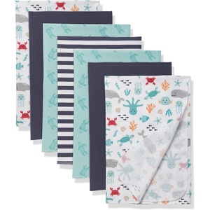 image:imageLittle Treasure Hudson Baby Cotton Poly Flannel Receiving Blankets Multipack Green Forest Animals 30x30 inchesBlue Sea Characters