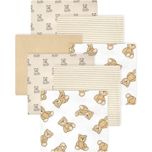 image:imageLittle Treasure Hudson Baby Cotton Poly Flannel Receiving Blankets Multipack Green Forest Animals 30x30 inchesBrown Teddy Bears