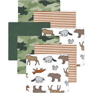 image:imageLittle Treasure Hudson Baby Cotton Poly Flannel Receiving Blankets Multipack Green Forest Animals 30x30 inchesGreen Animal Adventure
