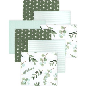 image:imageLittle Treasure Hudson Baby Cotton Poly Flannel Receiving Blankets Multipack Green Forest Animals 30x30 inchesGreen Eucalyptus