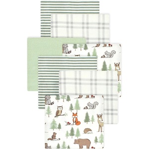 image:imageLittle Treasure Hudson Baby Cotton Poly Flannel Receiving Blankets Multipack Green Forest Animals 30x30 inchesGreen Forest Animals
