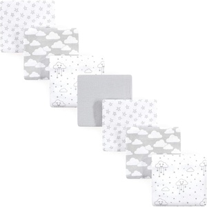 image:imageLittle Treasure Hudson Baby Cotton Poly Flannel Receiving Blankets Multipack Green Forest Animals 30x30 inchesGrey Clouds