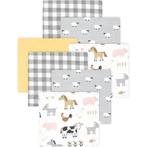 image:imageLittle Treasure Hudson Baby Cotton Poly Flannel Receiving Blankets Multipack Green Forest Animals 30x30 inchesGrey Cute Farm