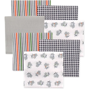 image:imageLittle Treasure Hudson Baby Cotton Poly Flannel Receiving Blankets Multipack Green Forest Animals 30x30 inchesGrey Dog