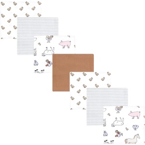 image:imageLittle Treasure Hudson Baby Cotton Poly Flannel Receiving Blankets Multipack Green Forest Animals 30x30 inchesGrey Farm World