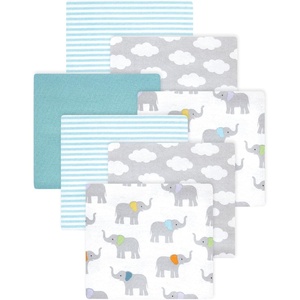 image:imageLittle Treasure Hudson Baby Cotton Poly Flannel Receiving Blankets Multipack Green Forest Animals 30x30 inchesGrey Teal Elephant