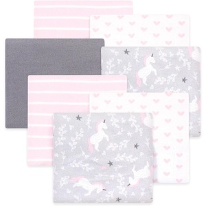 image:imageLittle Treasure Hudson Baby Cotton Poly Flannel Receiving Blankets Multipack Green Forest Animals 30x30 inchesGrey Whimsical Unicorn