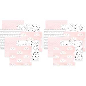 image:imageLittle Treasure Hudson Baby Cotton Poly Flannel Receiving Blankets Multipack Green Forest Animals 30x30 inchesNube Rosa