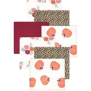 image:imageLittle Treasure Hudson Baby Cotton Poly Flannel Receiving Blankets Multipack Green Forest Animals 30x30 inchesOrange Cutest Pumpkin