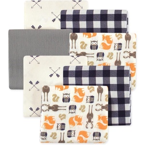 image:imageLittle Treasure Hudson Baby Cotton Poly Flannel Receiving Blankets Multipack Green Forest Animals 30x30 inchesOrange Forest