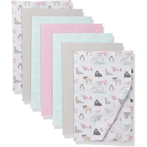 image:imageLittle Treasure Hudson Baby Cotton Poly Flannel Receiving Blankets Multipack Green Forest Animals 30x30 inchesPink Arctic Animals