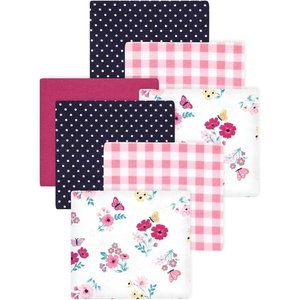 image:imageLittle Treasure Hudson Baby Cotton Poly Flannel Receiving Blankets Multipack Green Forest Animals 30x30 inchesPink Butterfly Floral