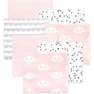 image:imageLittle Treasure Hudson Baby Cotton Poly Flannel Receiving Blankets Multipack Green Forest Animals 30x30 inchesPink Cloud
